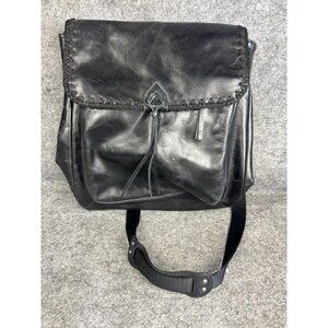 The Sak Black Leather Backpack Satchel Bag Adjustable Strap Pockets Casual Style